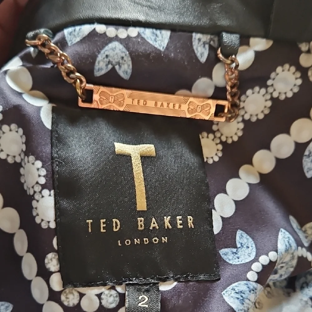 Ted Baker London Black Leather Jacket with Copper Accents - Picture 2 of 6